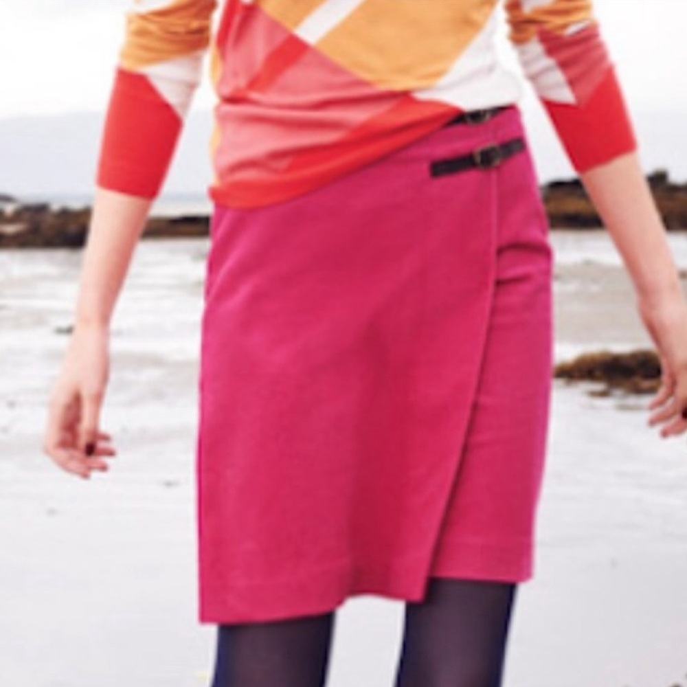Boden pink corduroy kilt like double buckle A line faux wrap skirt barbiecore 10 - Picture 5 of 5